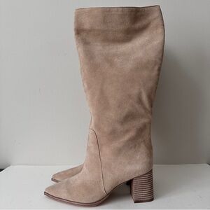 NEW Vince Camuto Lumina4 Beige Suede Knee High Pointed Toe Boots, Sz 9WXC/40